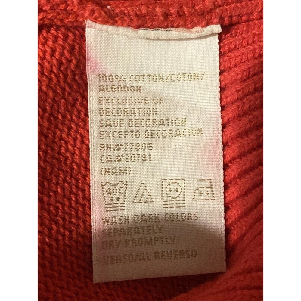 Tommy Hilfiger Womens Sweater Sz M Pink White Ribbed Hem Crewneck Long Sleeves - Picture 9 of 10